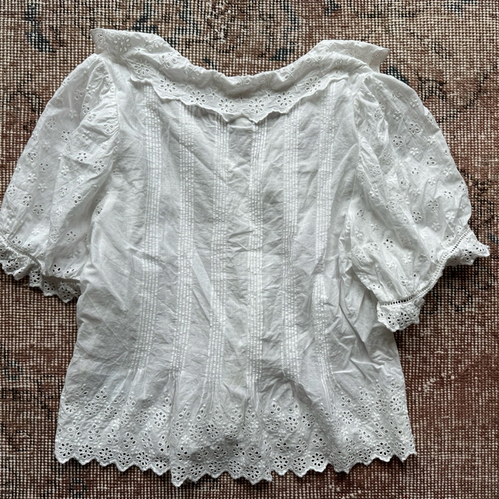 Doen x GAP White Eyelet Blouse sz S - Picture 5 of 6